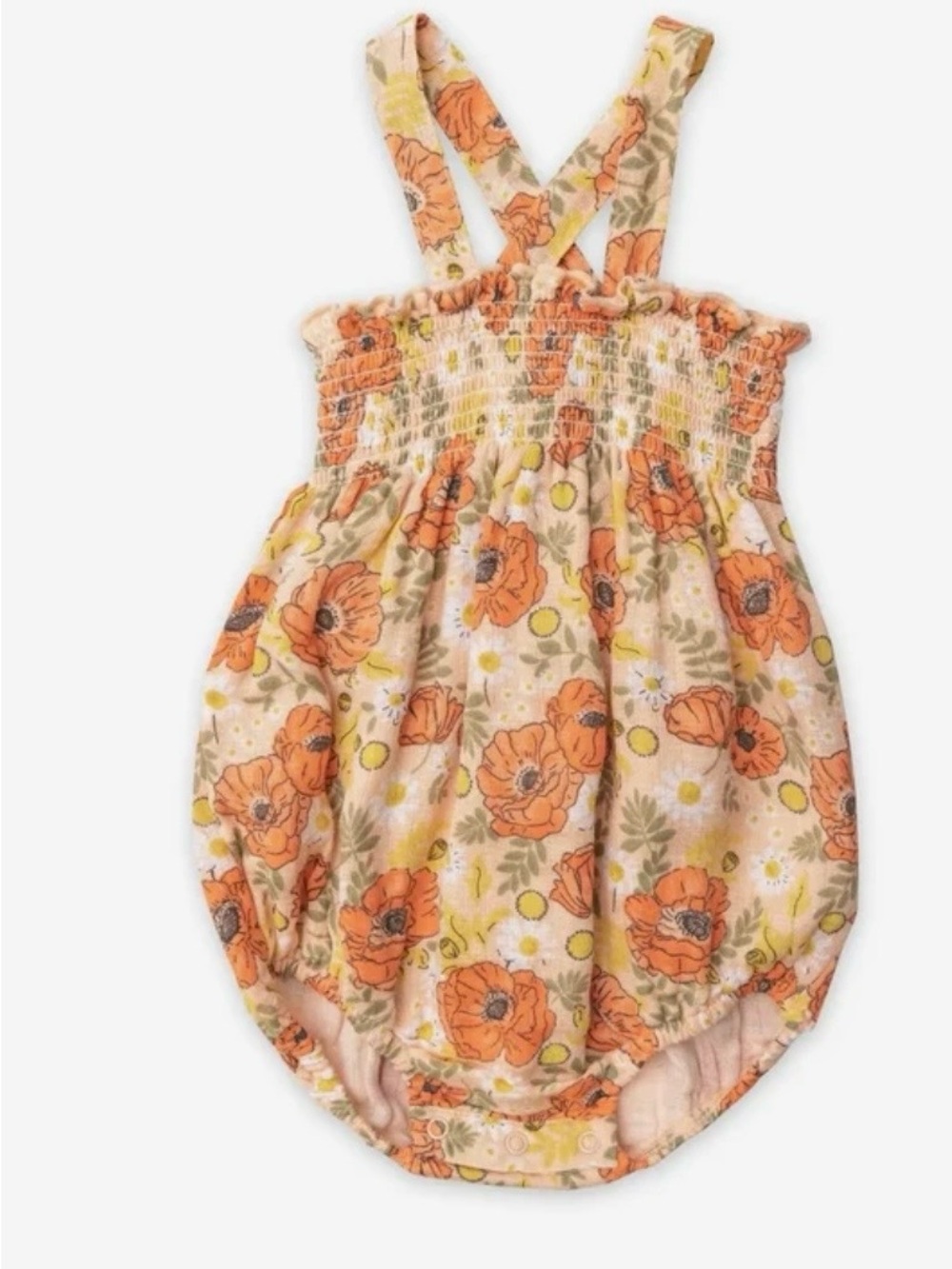Angel Dear Smocked Sunsuit Desert Poppies